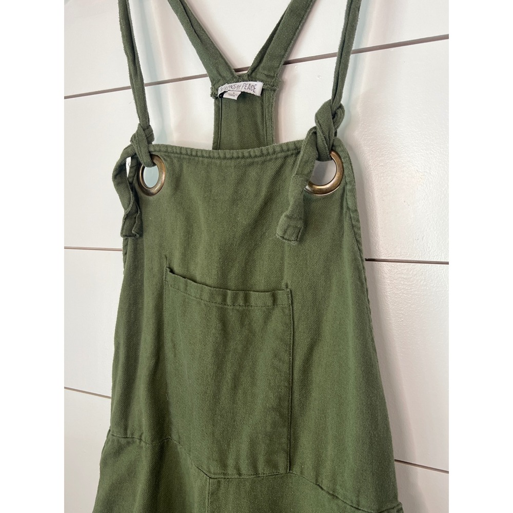 Patrons of Peace Green Cotton Shortalls Boho Overalls Women Large - Picture 3 of 8